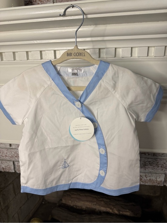 Dondolo Other - Baby Cotton Wrap Top with Light Blue Trim
